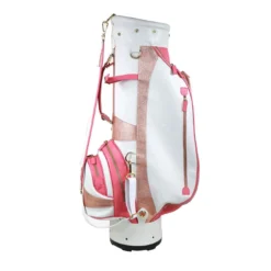 Borsa da golf Imperiale in pelle bianca e rosa
