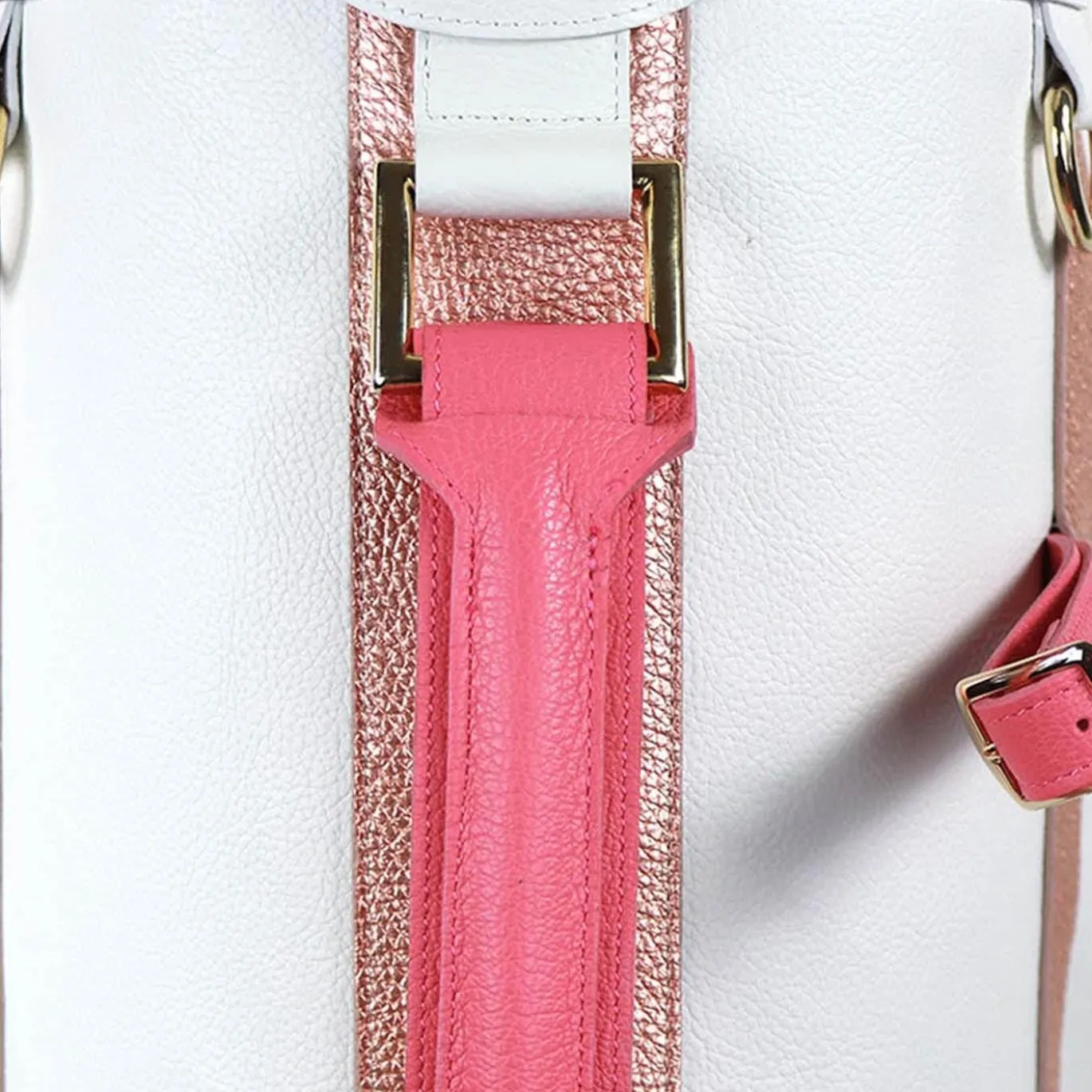 Borsa da golf Imperiale in pelle bianca e rosa