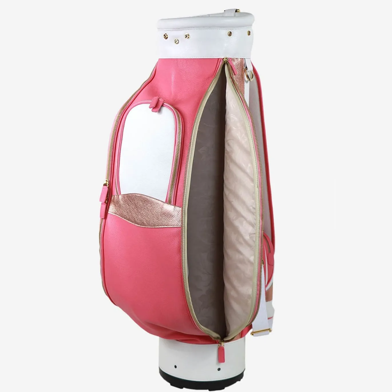 Borsa da golf Imperiale in pelle bianca e rosa