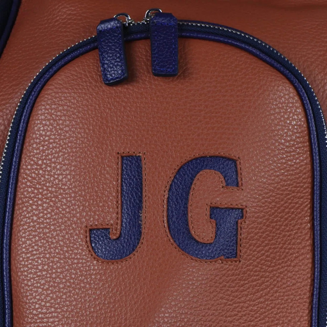 Borsa da golf Imperiale in pelle marrone e blu