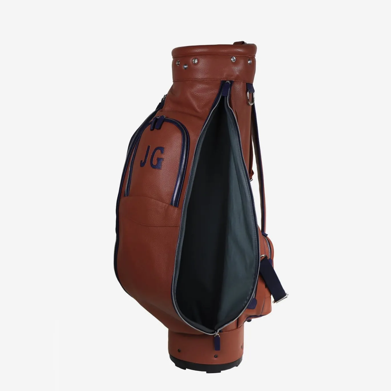 Borsa da golf Imperiale in pelle marrone e blu