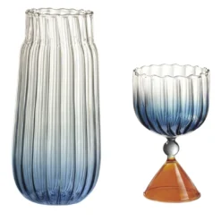 Bottiglia e bicchiere blu Calypso