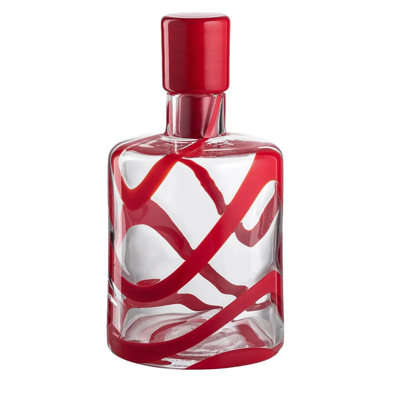 Bottiglia in vetro Murano Cyrcus Esse Rosso e Trasparente