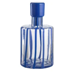 Bottiglia in vetro Murano Cyrcus Striped Blu e Trasparente