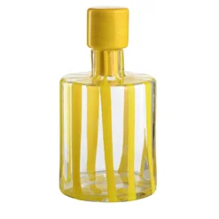 Bottiglia in vetro Murano Cyrcus Striped Giallo e Trasparente