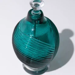 Bottiglia per profumo in cristallo soffiato a mano Cor blu verde petrolio