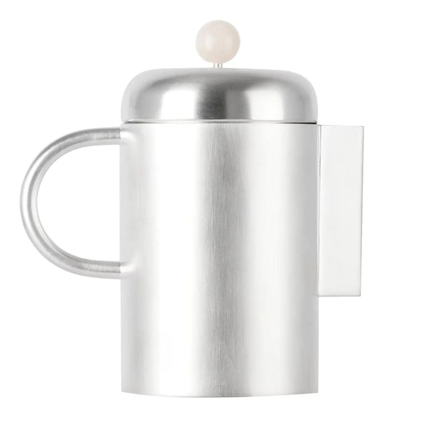 Bricco da caffè Simple in ottone placcato argento con pietra rosa