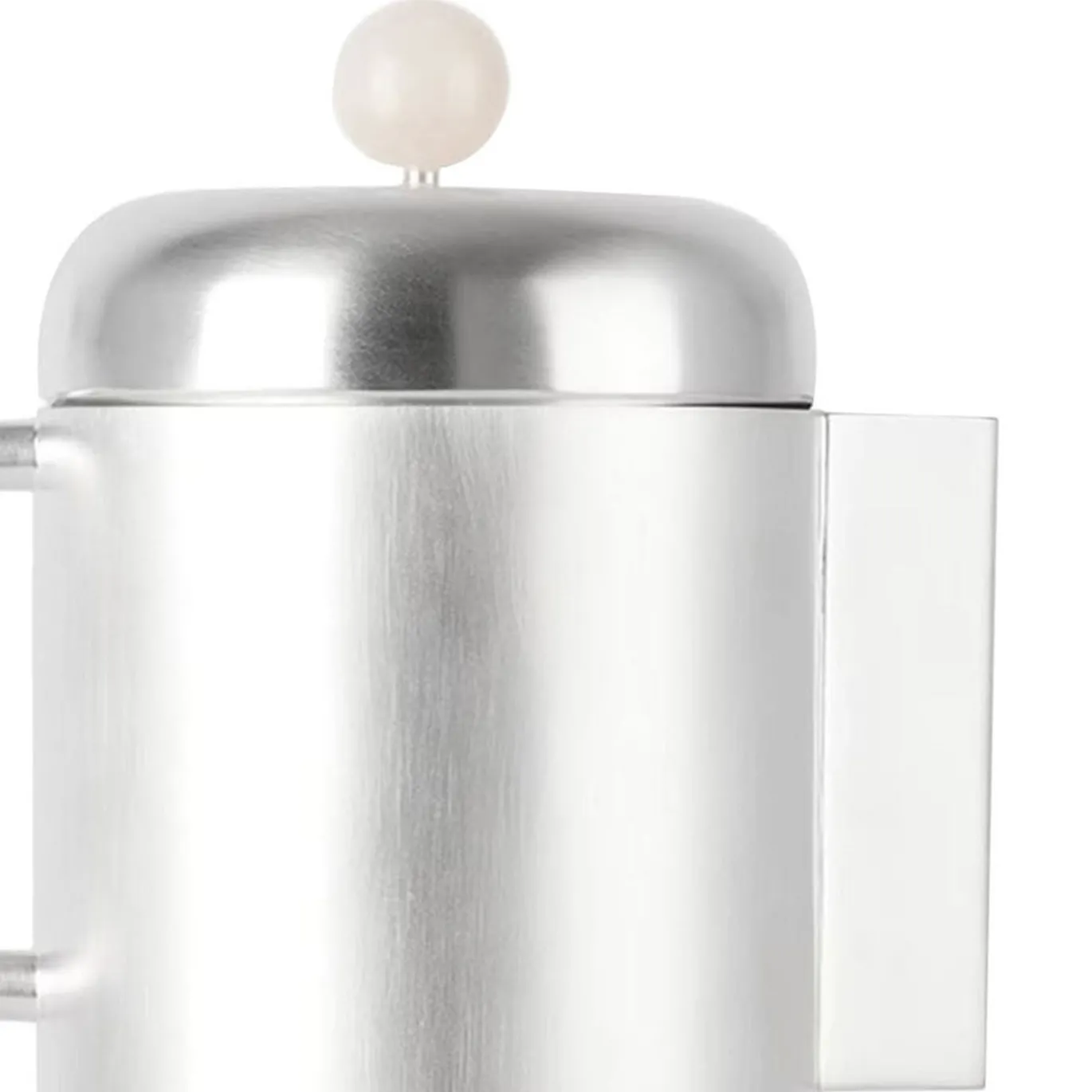 Bricco da caffè Simple in ottone placcato argento con pietra rosa