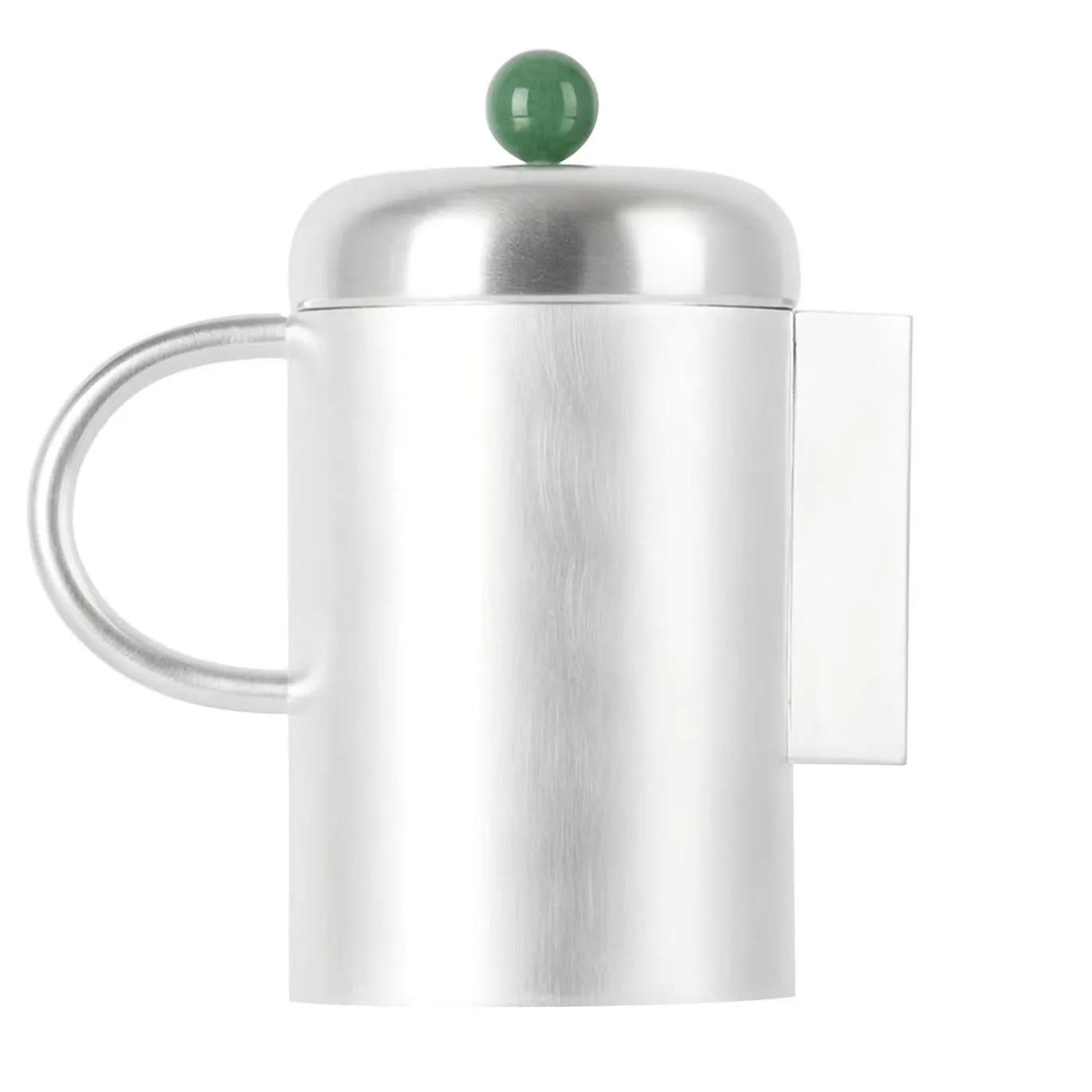 Bricco da caffè Simple in ottone placcato argento con pietra verde