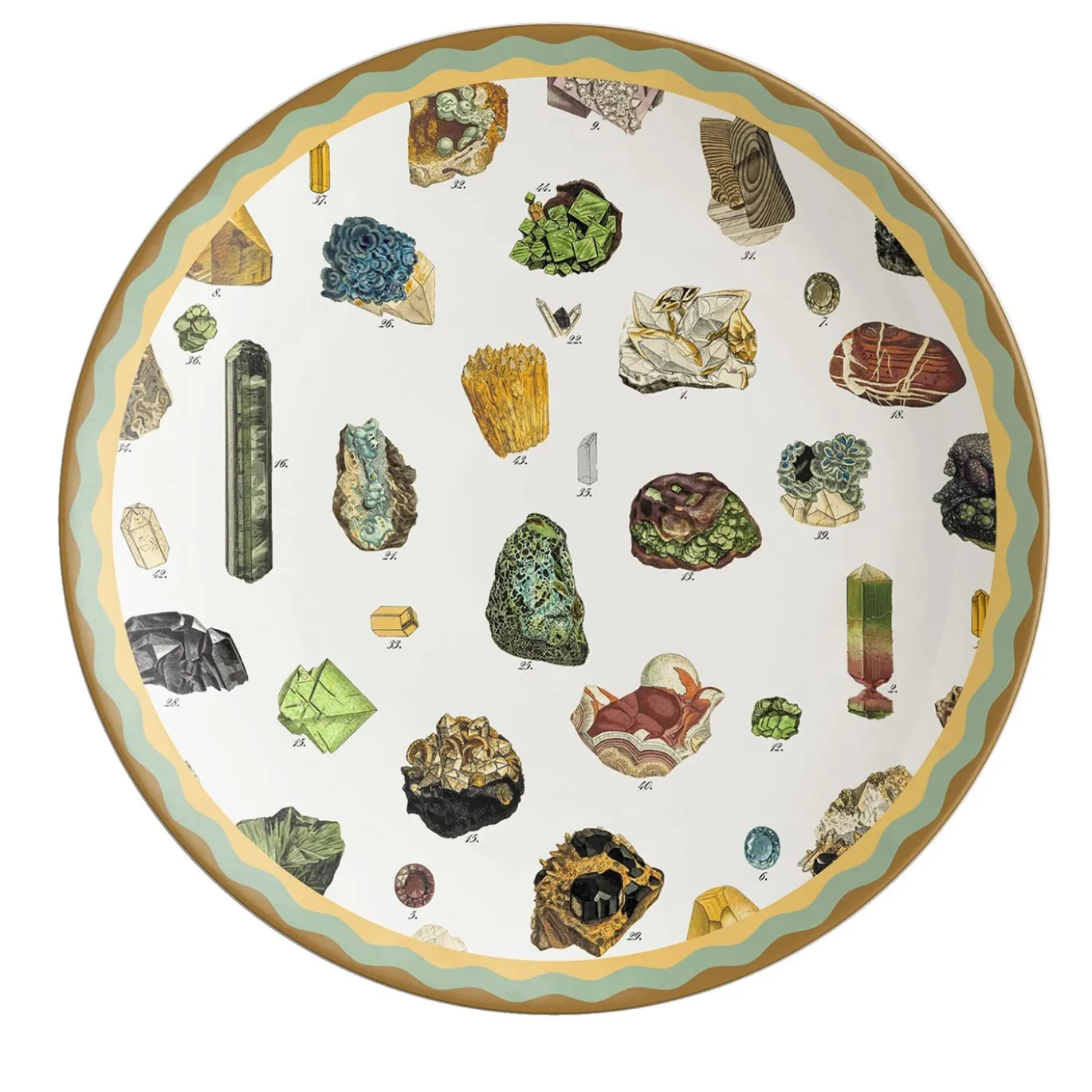 Cabinet De Curiosités Piatto da pranzo in porcellana con minerali