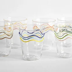 Cabinet De Curiosités Set di 6 bicchieri da acqua con onde colorate