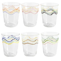 Cabinet De Curiosités Set di 6 bicchieri da acqua con onde colorate
