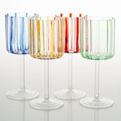 Calice da vino a righe blu