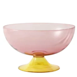 Calice grande in vetro giallo e rosa Cuppone di Aldo Cibic