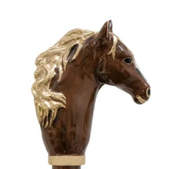 Calzascarpe in Ottone Smaltato e Legno Marrone