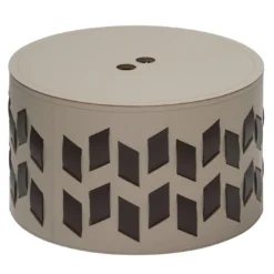 Cancun N. 10 Cestino rotondo beige con coperchio