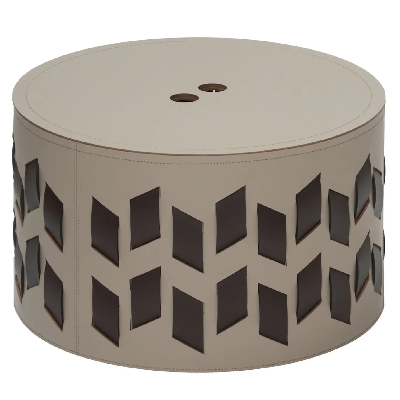 Cancun N. 10 Cestino rotondo beige con coperchio