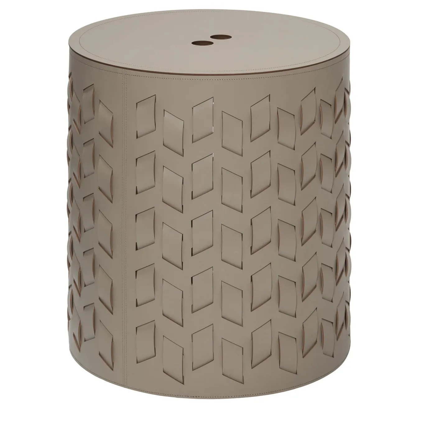 Cancun N. 13 Cesto rotondo beige con coperchio