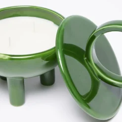 Candela in Ceramica Verde Erba Wok