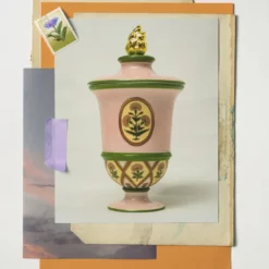 Candela in Porcellana Amphora Floreale Rajathra Palace con Coperchio