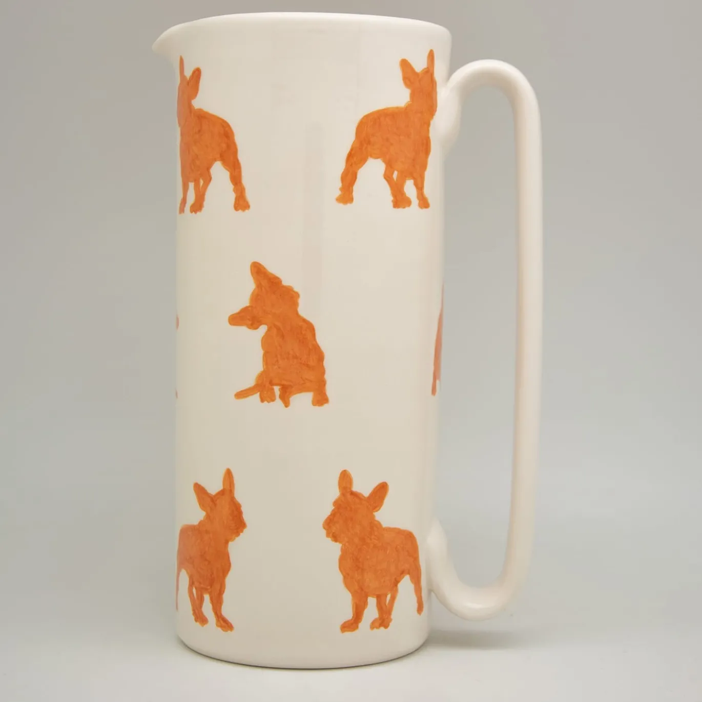 Caraffa in ceramica arancione Serlio French Bulldog