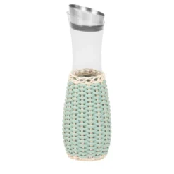 Caraffa in pelle e rattan verde Dijon con versatore