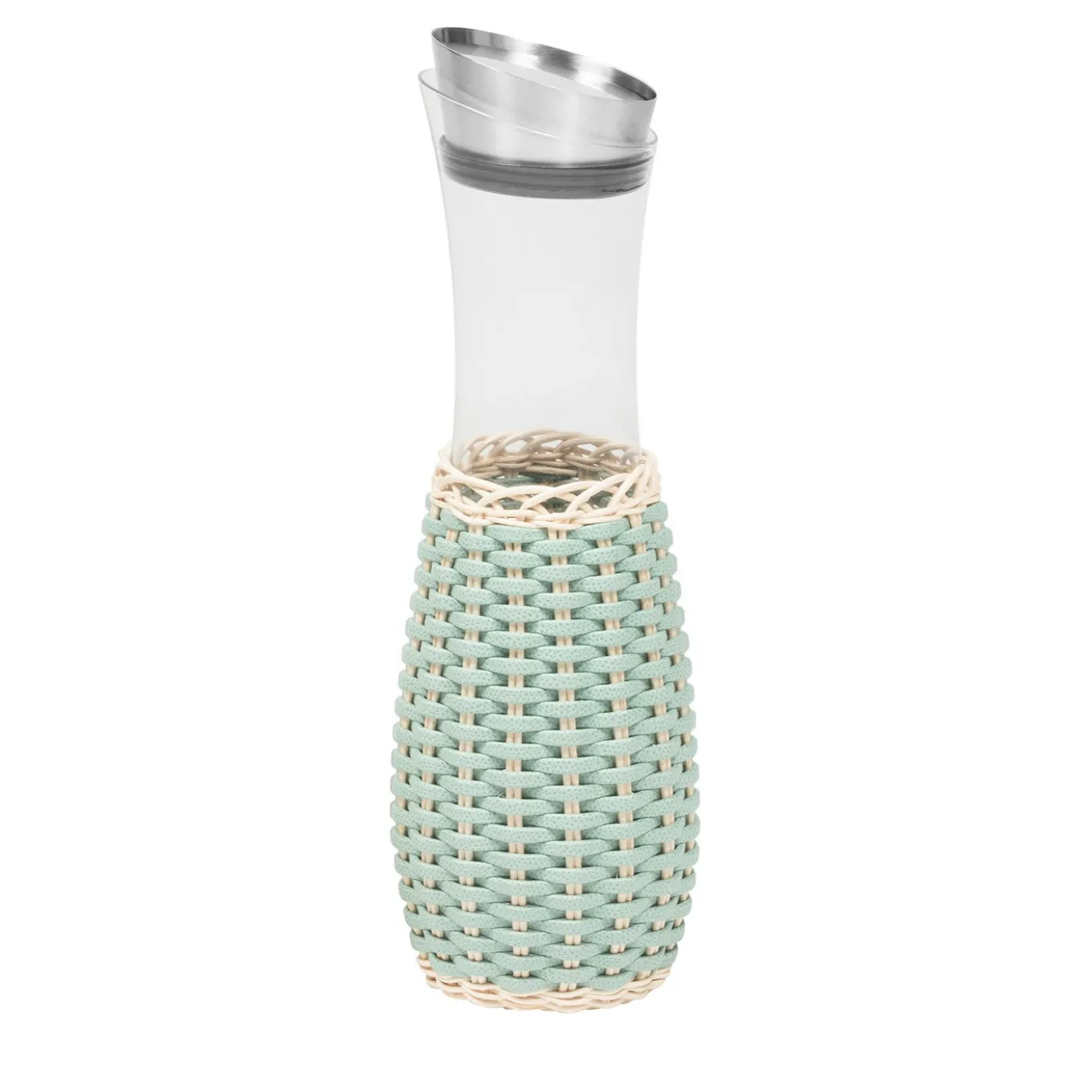 Caraffa in pelle e rattan verde Dijon con versatore