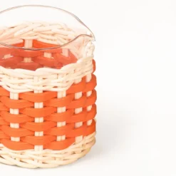 Caraffa per il latte in pelle e rattan Deauville