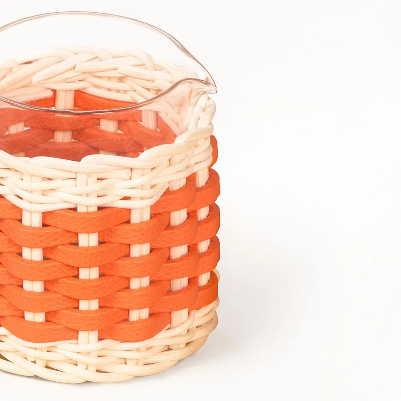 Caraffa per il latte in pelle e rattan Deauville