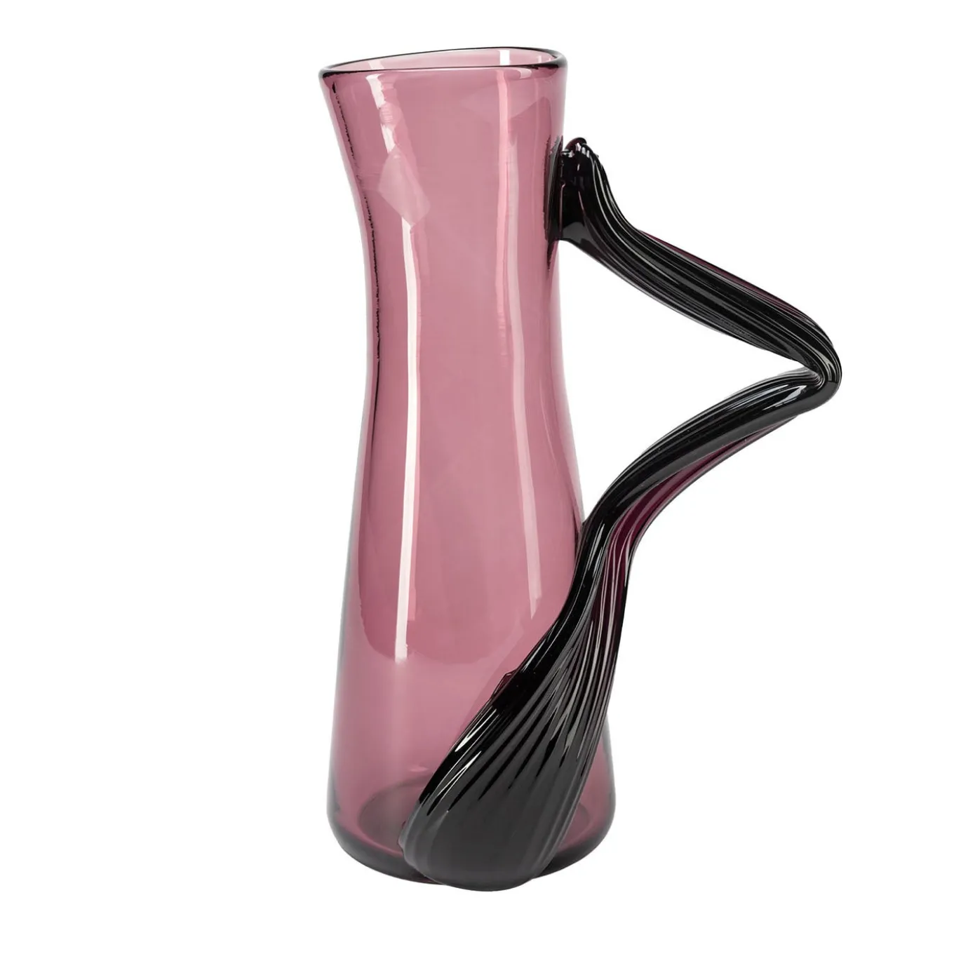 Caraffa scultorea Fabula Anubi in vetro viola