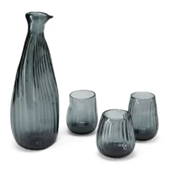 Caraffa Scultorea Fabula Horus in Vetro Blu
