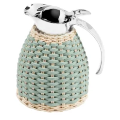 Caraffa termica Monceau in pelle e rattan verde