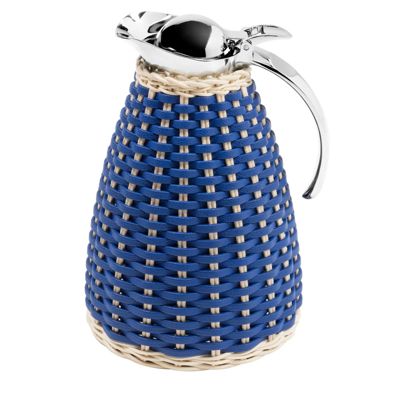 Caraffa termica Monceau in pelle e rattan blu