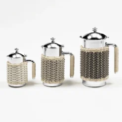 Caraffa termica Rennes in pelle e rattan marrone