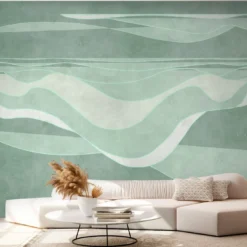 Carta da parati con texture verde Deep Wave