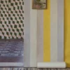 Carta da parati geometrica rosa e verde