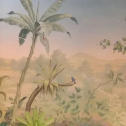 Carta da parati su tela dipinta a mano Jungle