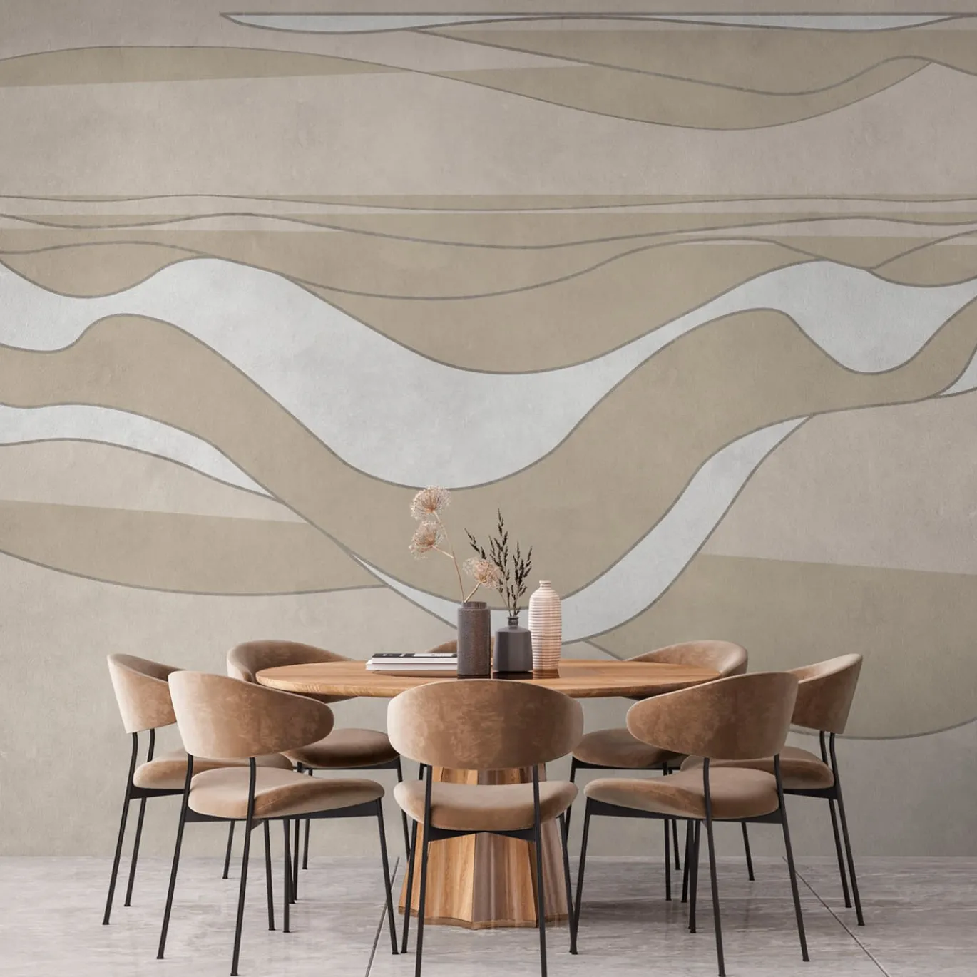 Carta da parati testurizzata Deep Wave beige