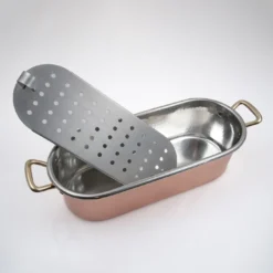 Casseruola Ovale in Rame con Manici in Ottone