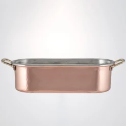 Casseruola Ovale in Rame con Manici in Ottone