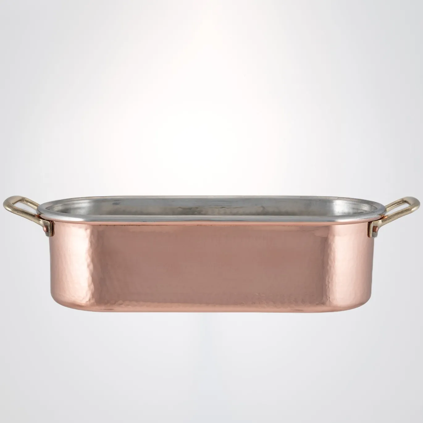 Casseruola Ovale in Rame con Manici in Ottone
