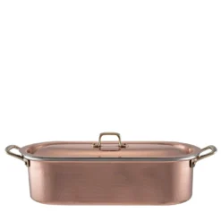 Casseruola Ovale in Rame con Manici in Ottone