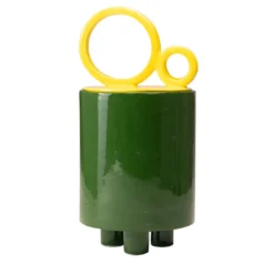 Cateto 2 Vaso in ceramica verde e giallo