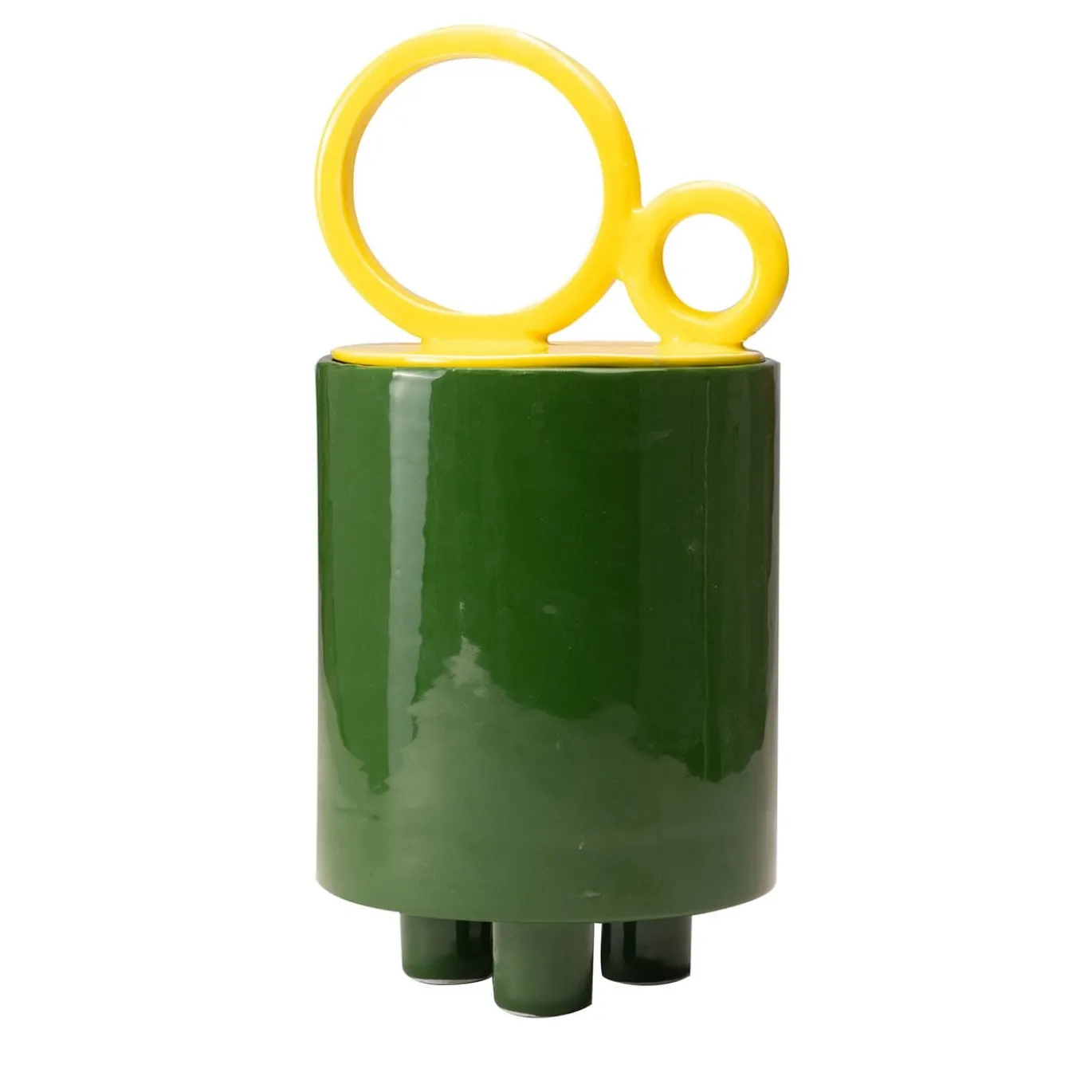 Cateto 2 Vaso in ceramica verde e giallo