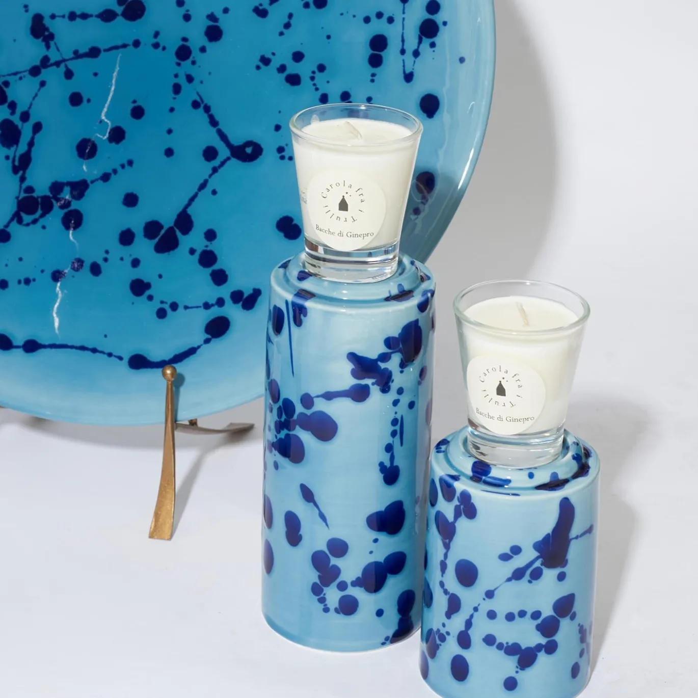 Celeste e Totem Blu con Candela profumata Fragranza Agrumeto