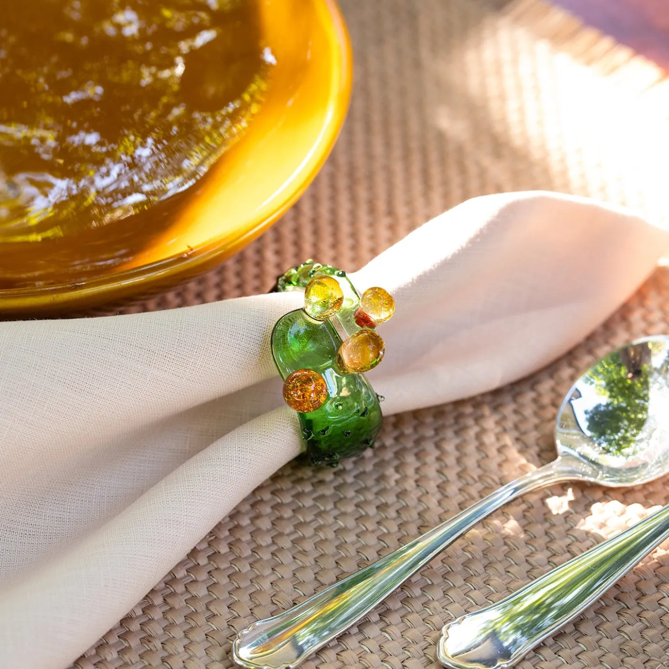 Cena per due Cactus Set di bicchieri e lino