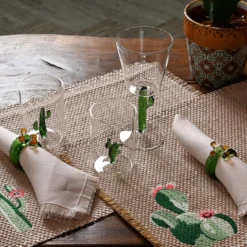Cena per due Cactus Set di bicchieri e lino