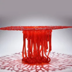 Centrotavola scultoreo in vetro di Murano corallo rosso