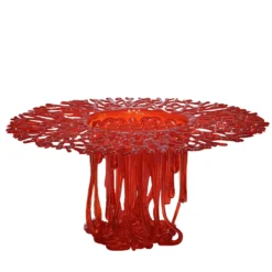 Centrotavola scultoreo in vetro di Murano corallo rosso