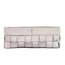 Cesta piccola Bottega in pelle grigio chiaro luna